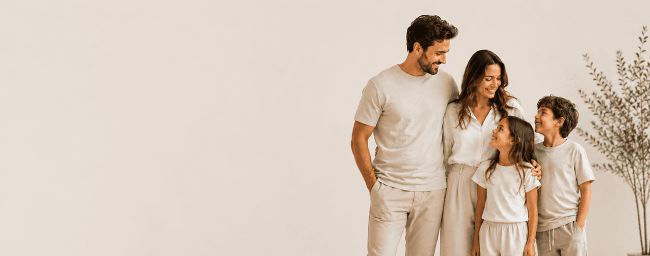 Family wearing quality wholesale clothing